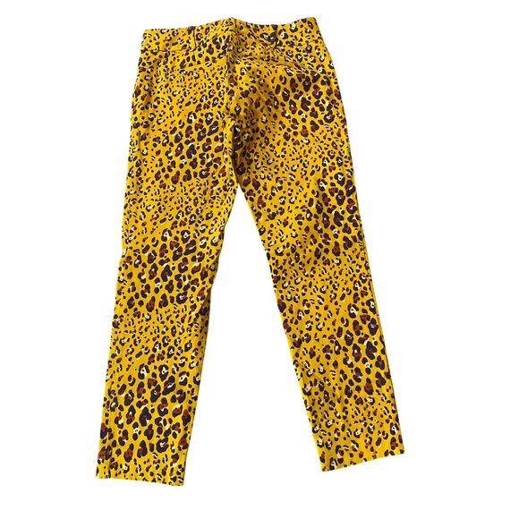 7th Ave Design Studio Yellow Leopard Print Pants Cotton & Spandex Size 2 - Picture 2 of 11